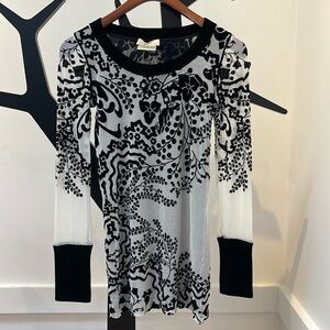 FUZZI black velour and white tunic or mini dress size small